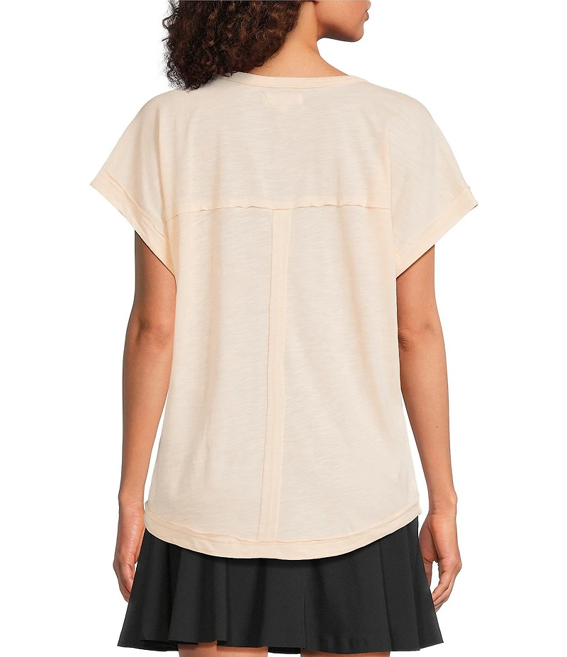 Kinesis V-Neck Raw Edge Dolman Tee