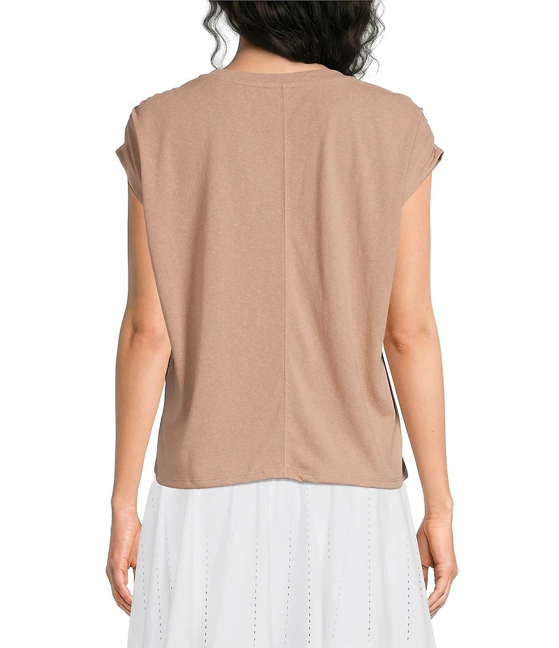 Kinesis V-Neck Short Sleeve Shirred Shoulder Top