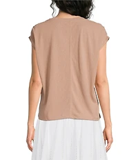 Kinesis V-Neck Short Sleeve Shirred Shoulder Top