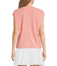Kinesis V-Neck Short Sleeve Shirred Shoulder Top