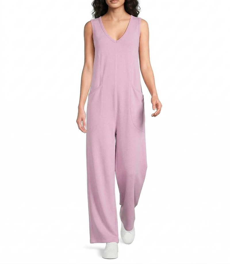 Kinesis V-Neck Sleeveless Wide Leg Jumpsuit