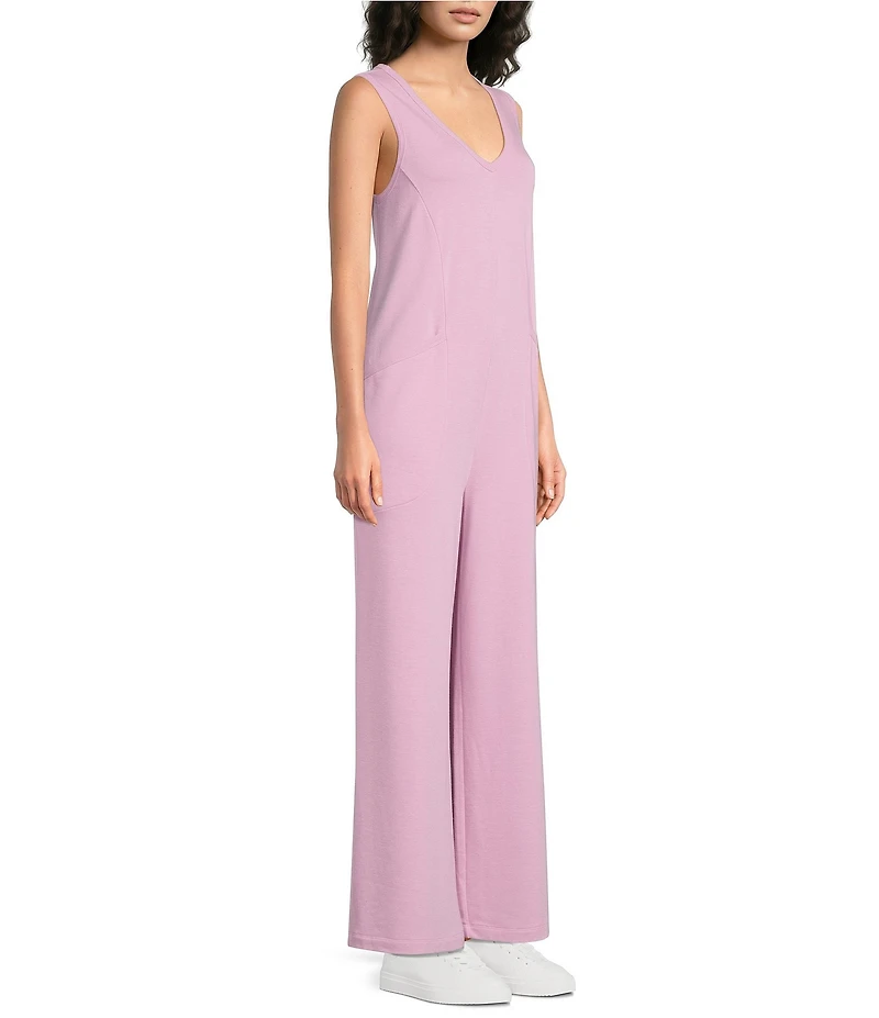 Kinesis V-Neck Sleeveless Wide Leg Jumpsuit