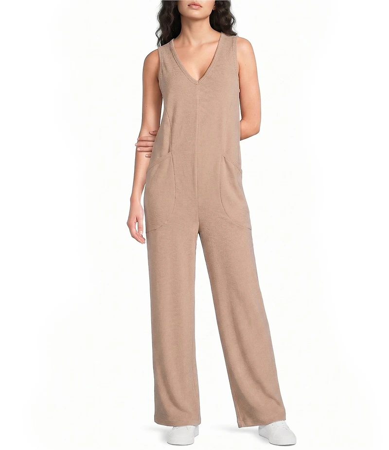 Kinesis V-Neck Sleeveless Wide Leg Jumpsuit