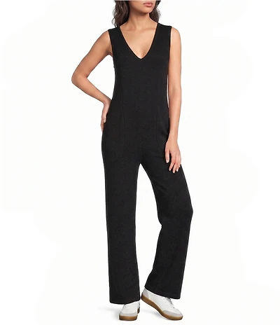 Kinesis V-Neck Sleeveless Wide Leg Jumpsuit