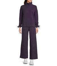 Kinesis Velour Knit Elastic Waist Wide Leg Coordinating Pants
