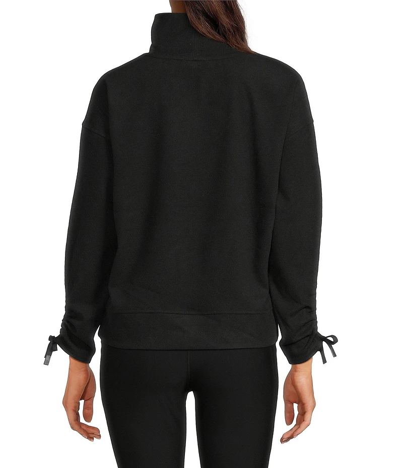 Kinesis Velour Knit Funnel Neck Long Adjustable Sleeve Coordinating Pullover