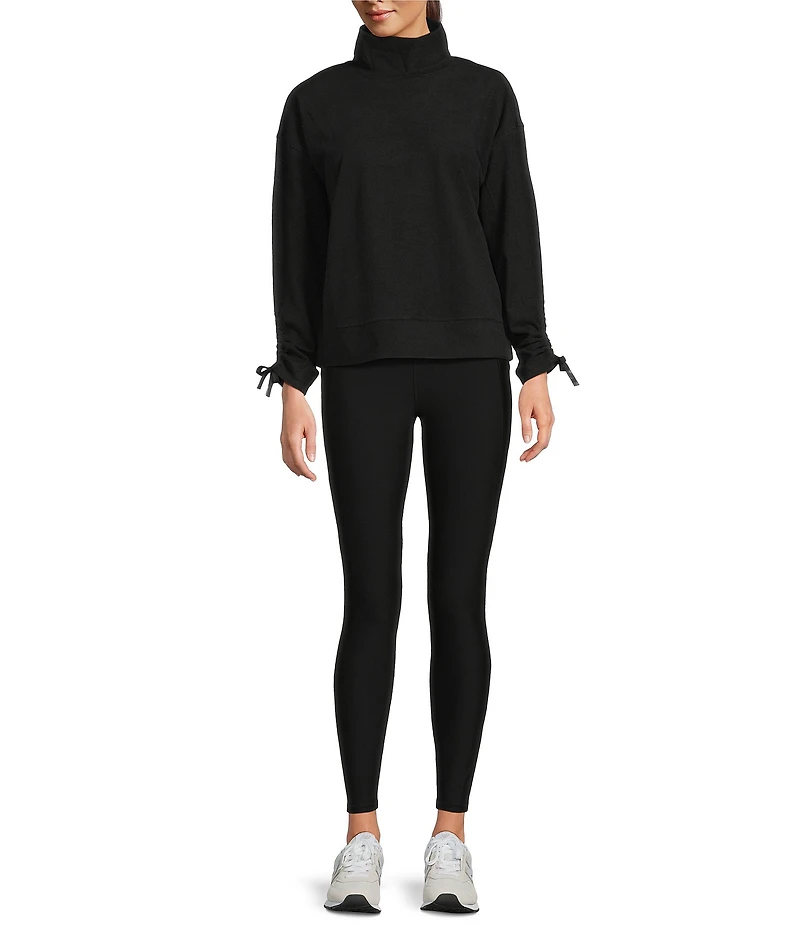 Kinesis Velour Knit Funnel Neck Long Adjustable Sleeve Coordinating Pullover