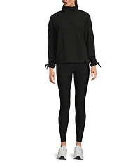 Kinesis Velour Knit Funnel Neck Long Adjustable Sleeve Coordinating Pullover