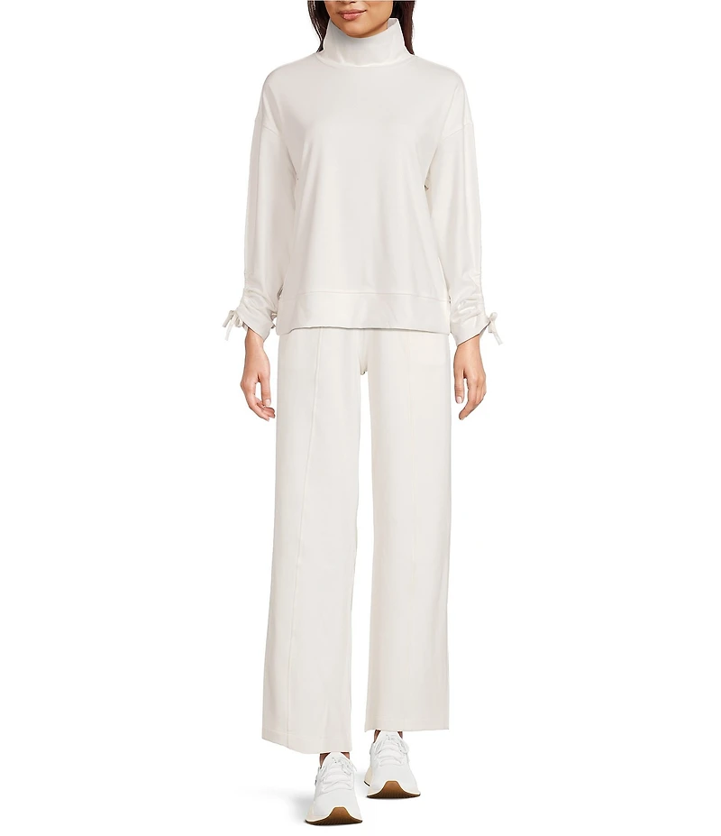 Kinesis Velour Knit Funnel Neck Long Adjustable Sleeve Coordinating Pullover