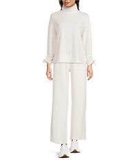 Kinesis Velour Knit Funnel Neck Long Adjustable Sleeve Coordinating Pullover