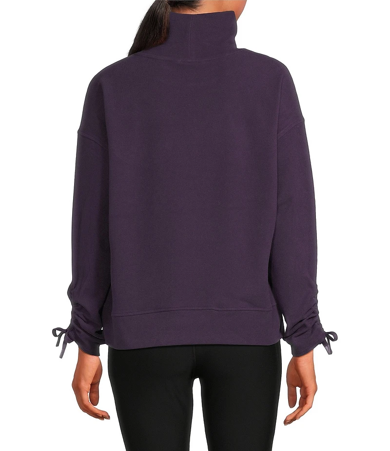 Kinesis Velour Knit Funnel Neck Long Adjustable Sleeve Coordinating Pullover