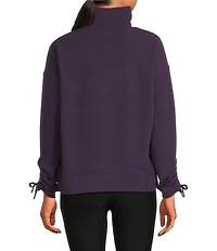 Kinesis Velour Knit Funnel Neck Long Adjustable Sleeve Coordinating Pullover