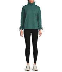 Kinesis Velour Knit Funnel Neck Long Adjustable Sleeve Coordinating Pullover