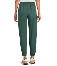 Kinesis Woven Elastic Cinched Cuff Ribbed Waistband Flap Pocket Ankle Joggers