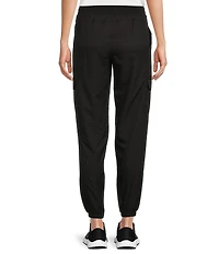 Kinesis Woven Elastic Cinched Cuff Ribbed Waistband Flap Pocket Ankle Joggers