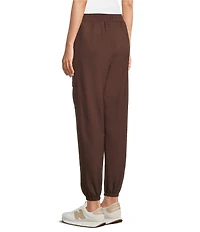 Kinesis Woven Elastic Cinched Cuff Ribbed Waistband Flap Pocket Ankle Joggers