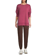Kinesis Woven Elastic Cinched Cuff Ribbed Waistband Flap Pocket Ankle Joggers