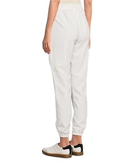 Kinesis Woven Elastic Cinched Cuff Ribbed Waistband Flap Pocket Ankle Joggers