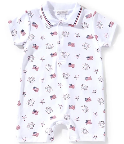 Kissy Kissy Baby Boys Short Sleeve Bold Stripes & Bright Stars Printed Shortall