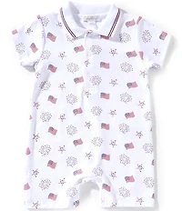 Kissy Kissy Baby Boys Short Sleeve Bold Stripes & Bright Stars Printed Shortall