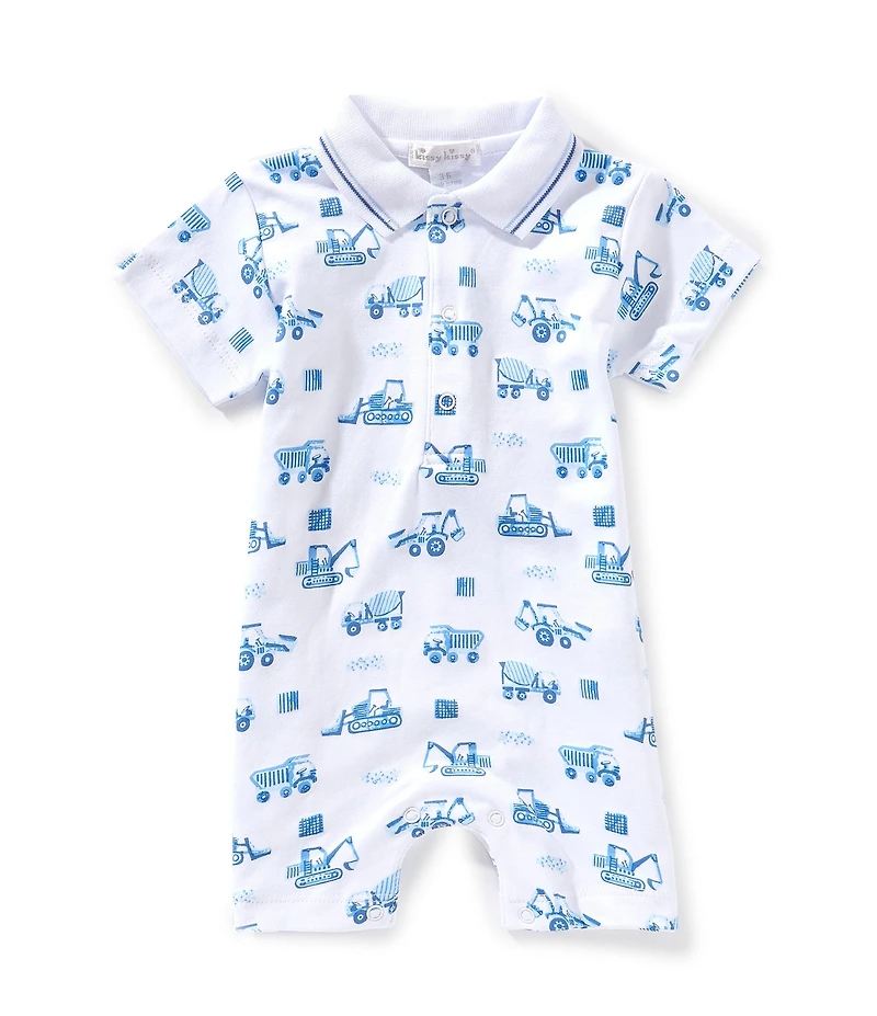 Kissy Kissy Baby Boys Short Sleeve Construction Truck-Printed Shortall