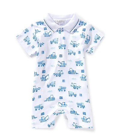 Kissy Kissy Baby Boys Short Sleeve Construction Truck-Printed Shortall