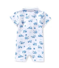 Kissy Kissy Baby Boys Short Sleeve Construction Truck-Printed Shortall