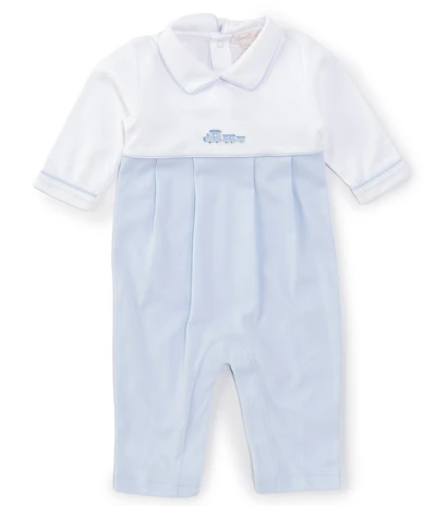 Kissy Kissy Baby Boys Long Sleeve Color Block Train-Embroidered Coverall