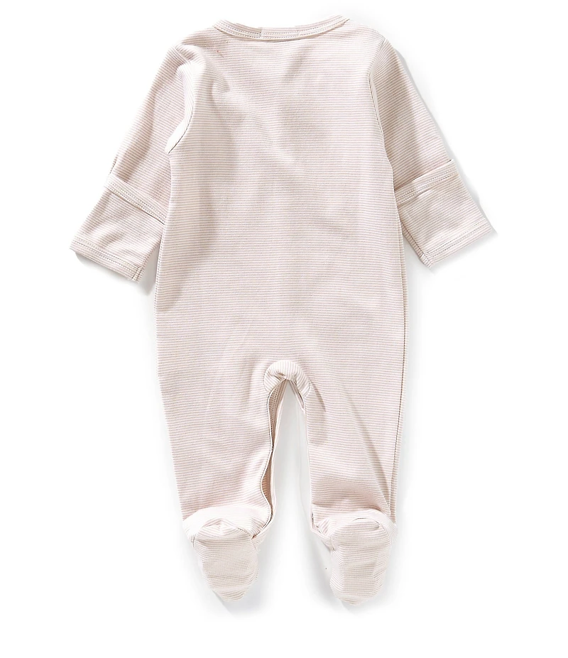 Kissy Kissy Baby Boys Long Sleeve Striped/Bear Cub-Applique Footed Coverall