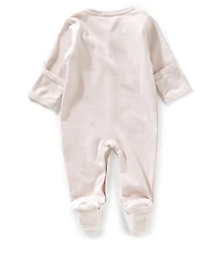 Kissy Kissy Baby Boys Long Sleeve Striped/Bear Cub-Applique Footed Coverall