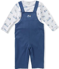 Kissy Kissy Baby Boys Pima Cotton Bears On The Go Overall & Printed Bodysuit Set