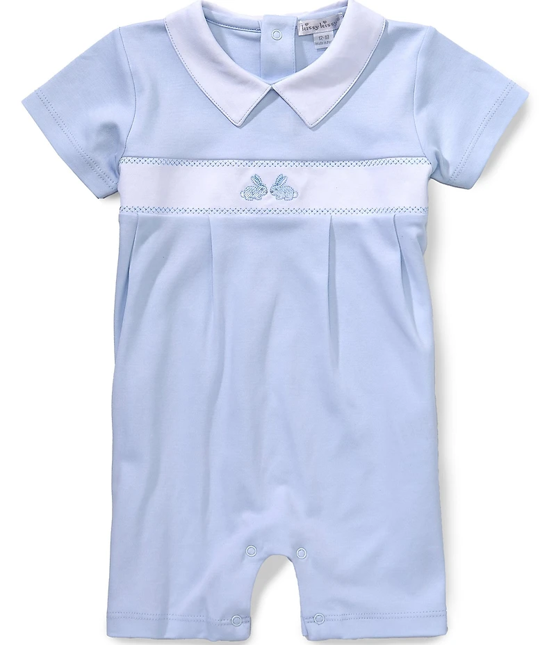 Kissy Kissy Baby Boys Pima Cotton Short Sleeve Springtime Bunny Fun Short Playsuit