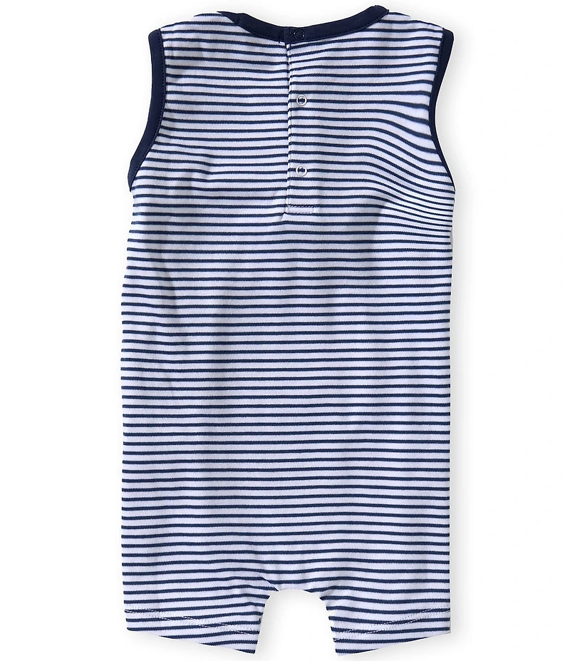 Kissy Kissy Baby Boys Sleeveless Striped/Tractor Appliqued Shortall