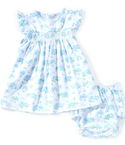 Kissy Kissy Baby Girls Flutter-Sleeve Hydrangea-Printed Empire-Waist Dress