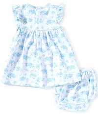 Kissy Kissy Baby Girls Flutter-Sleeve Hydrangea-Printed Empire-Waist Dress