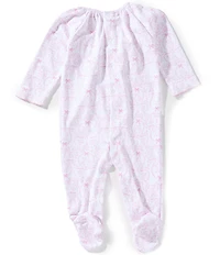 Kissy Kissy Baby Girls Smocked Delicate Blooming Bow Print Pima Cotton Footie