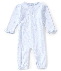 Kissy Kissy Baby Girls Smocked Delicate Blooming Bow Print Pima Cotton Playsuit