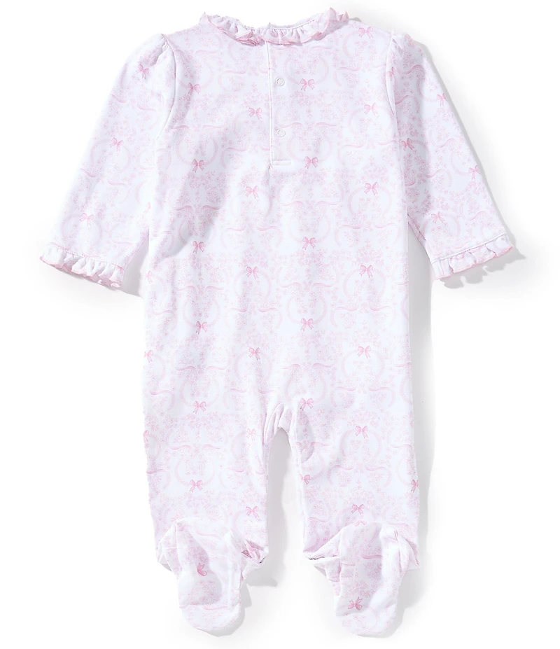 Kissy Kissy Baby Girls Smocked Delicate Blooming Bow Print Pima Cotton Footie Dress