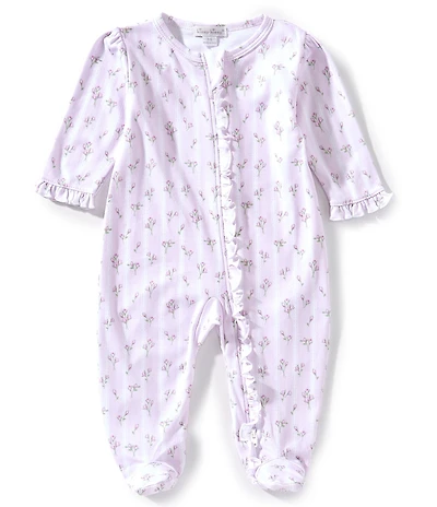 Kissy Kissy Baby Girls Long Sleeve Striped/Bouquet-Printed Rib-Knit Footed Coverall
