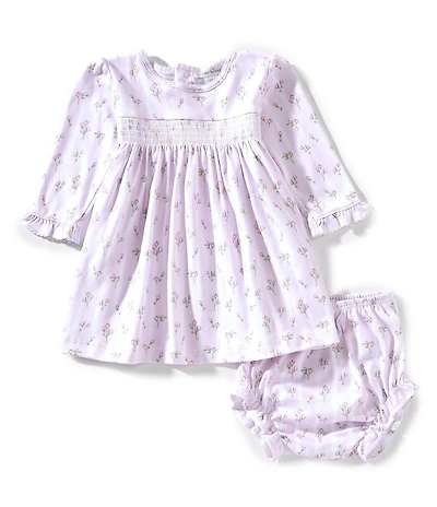 Kissy Kissy Baby Girls Long-Sleeve Striped/Floral Bouquet Printed Fit-And-Flare Dress