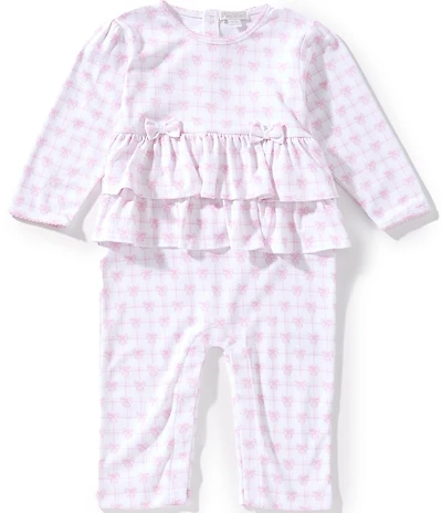 Kissy Kissy Baby Girls Long-Sleeve Windowpane/Bow-Printed Coverall