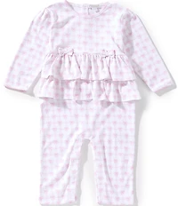 Kissy Kissy Baby Girls Long-Sleeve Windowpane/Bow-Printed Coverall