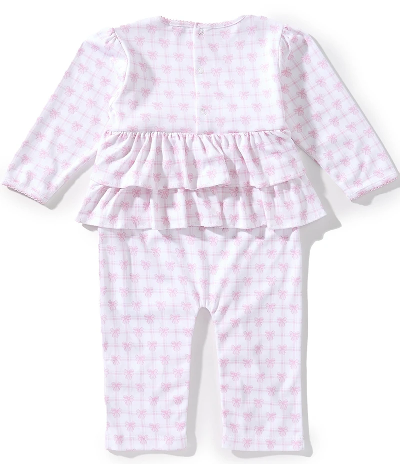 Kissy Kissy Baby Girls Long-Sleeve Windowpane/Bow-Printed Coverall