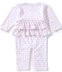 Kissy Kissy Baby Girls Long-Sleeve Windowpane/Bow-Printed Coverall