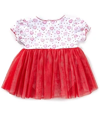 Kissy Kissy Baby Girls Short Sleeve Heart-Printed Skirted Bodysuit