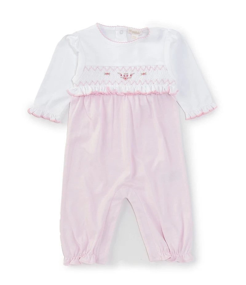 Kissy Kissy Baby Girls Long Sleeve Embroidered Smocked Coverall