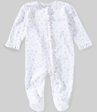 Kissy Kissy Baby Girls Pima Cotton Garden Roses Ruffle Zip Footed Coverall