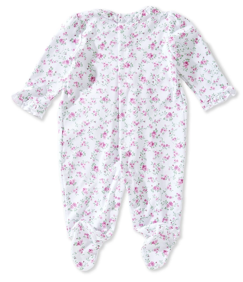 Kissy Kissy Baby Girls Pima Cotton Long Sleeve Smocked Victorian Roses Print Footed Coverall