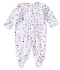 Kissy Kissy Baby Girls Pima Cotton Long Sleeve Smocked Victorian Roses Print Footed Coverall