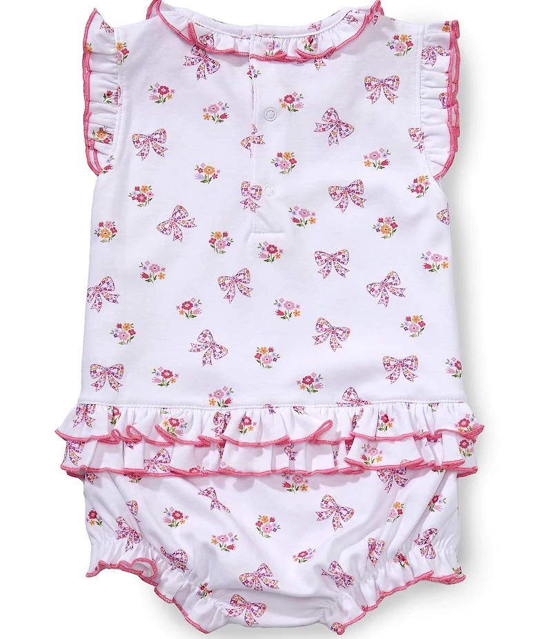 Kissy Kissy Baby Girls Pima Cotton Short Sleeve Blossoming Bows Print Bubble